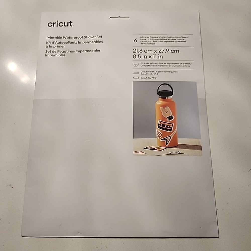 Cricut Printable Waterproof Sticker Set, 6 Sheets  8.5 × 11